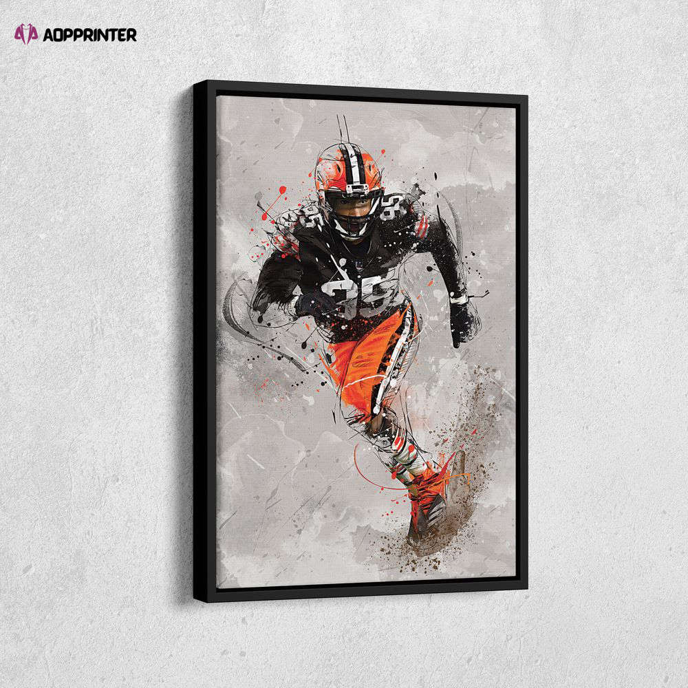 Myles Garrett Poster Cleveland Browns NFL Canvas Wall Art Home Decor Framed Poster Man Cave Gift