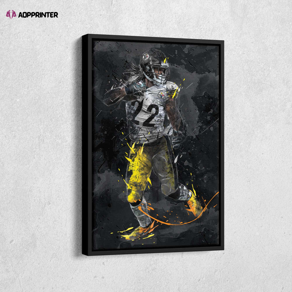 Najee Harris Art Pittsburgh Steelers NFL Canvas Wall Art Home Decor Framed Poster Man Cave Gift