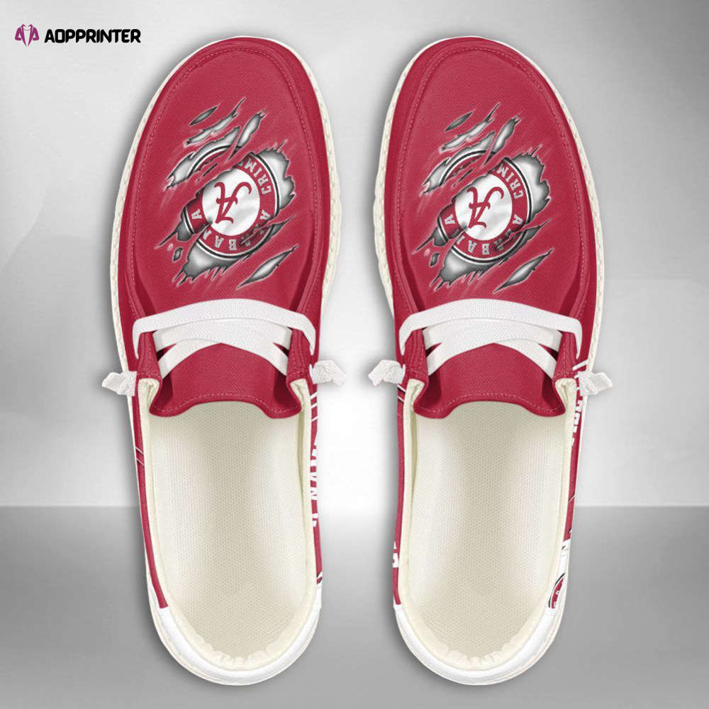 NCAA Alabama Crimson Tide Hey Dude Shoes Wally Lace Up Loafers Moccasin Slippers Fan Gifts