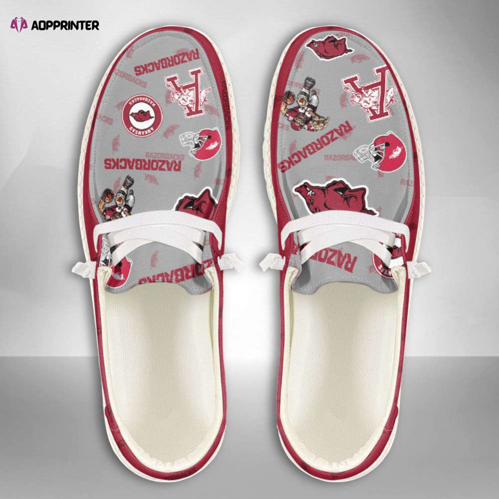 NCAA Arkansas Razorbacks Hey Dude Shoes Wally Lace Up Loafers Moccasin Slippers Fan Gifts