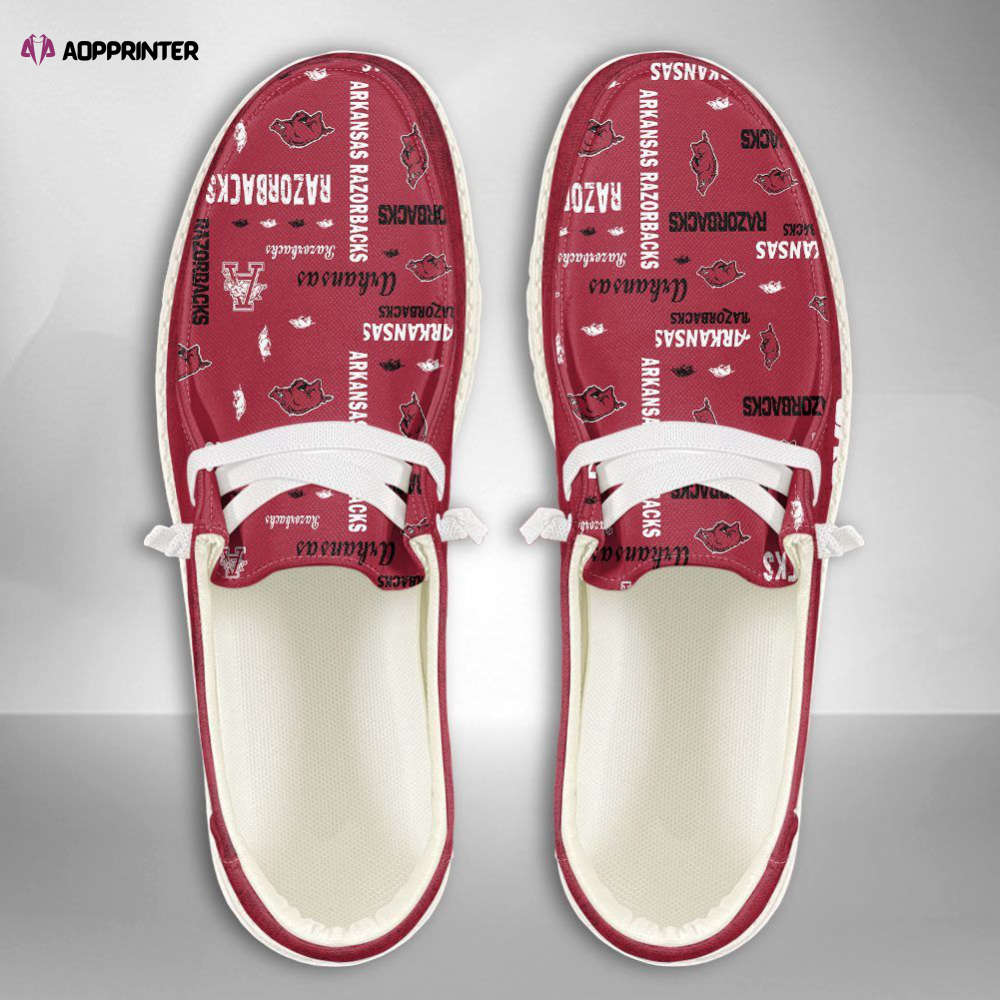 NCAA Arkansas Razorbacks Hey Dude Shoes Wally Lace Up Loafers Moccasin Slippers Fan Gifts