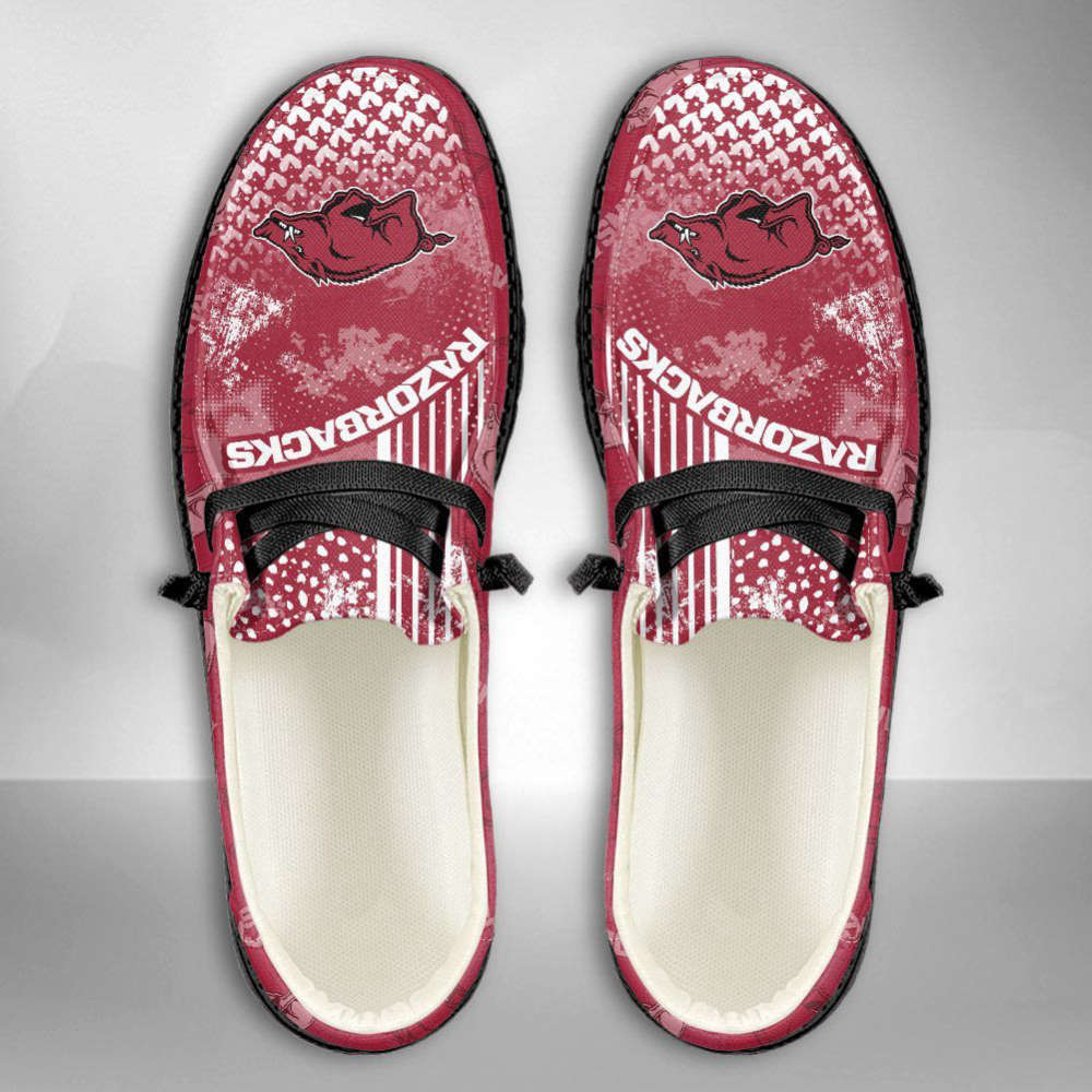 NCAA Arkansas Razorbacks Hey Dude Shoes Wally Lace Up Loafers Moccasin Slippers HDS0064