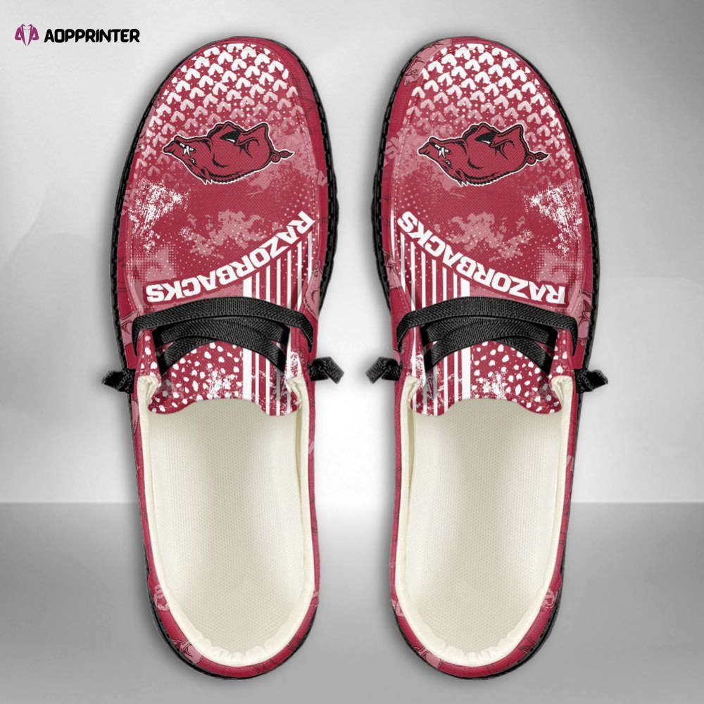 NCAA Arkansas Razorbacks Hey Dude Shoes Wally Lace Up Loafers Moccasin Slippers HDS0064