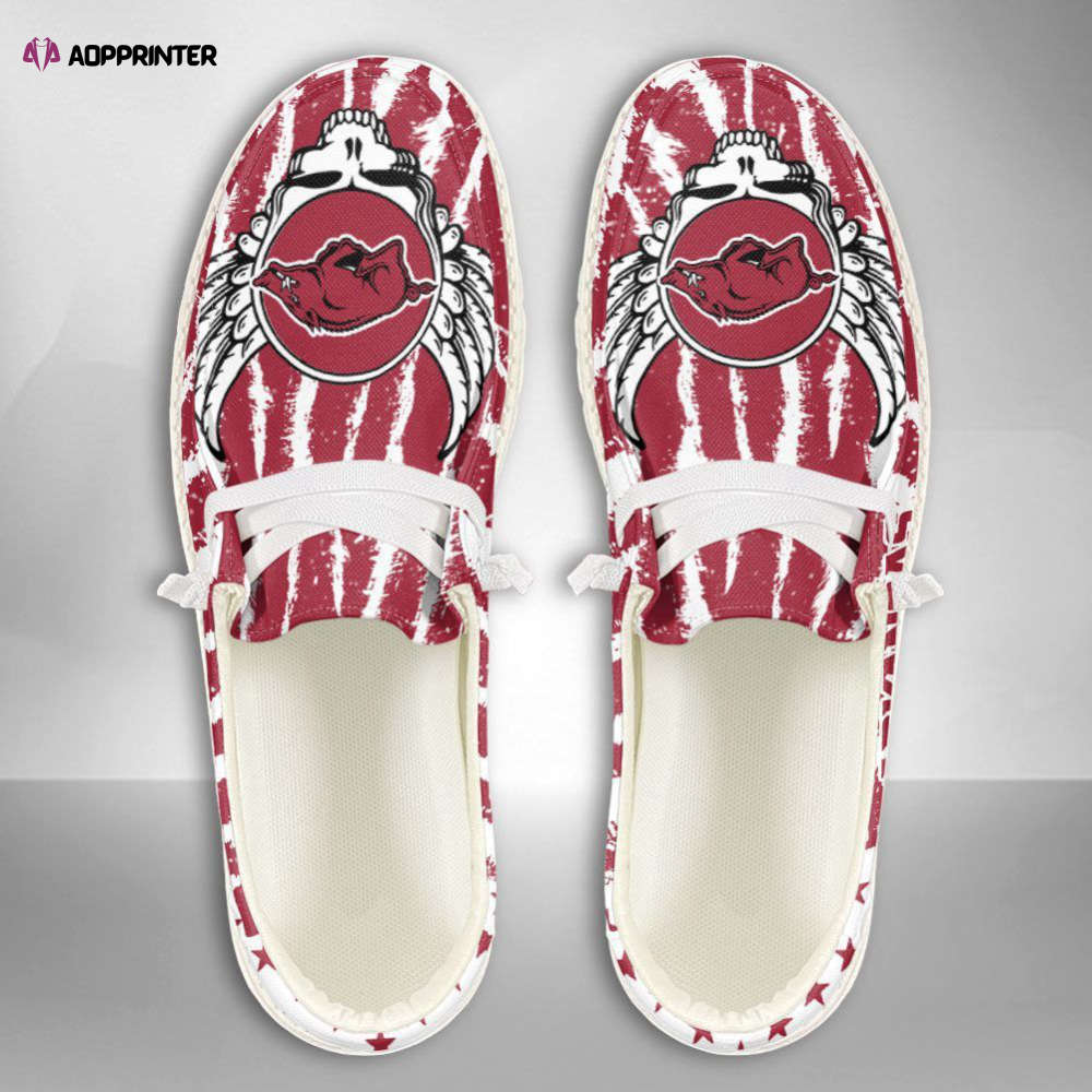 NCAA Arkansas Razorbacks Hey Dude Shoes Wally Lace Up Loafers Moccasin Slippers