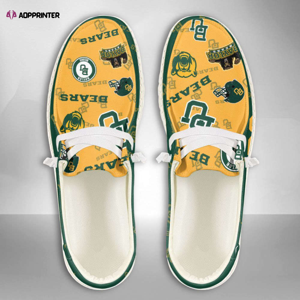 NCAA Baylor Bears Hey Dude Shoes Wally Lace Up Loafers Moccasin Slippers Fan Gifts