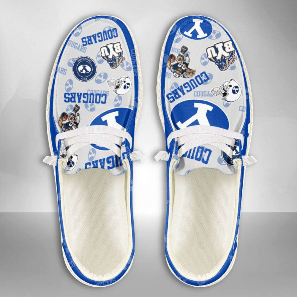 NCAA BYU Cougars Hey Dude Shoes Wally Lace Up Loafers Moccasin Slippers Fan Gifts