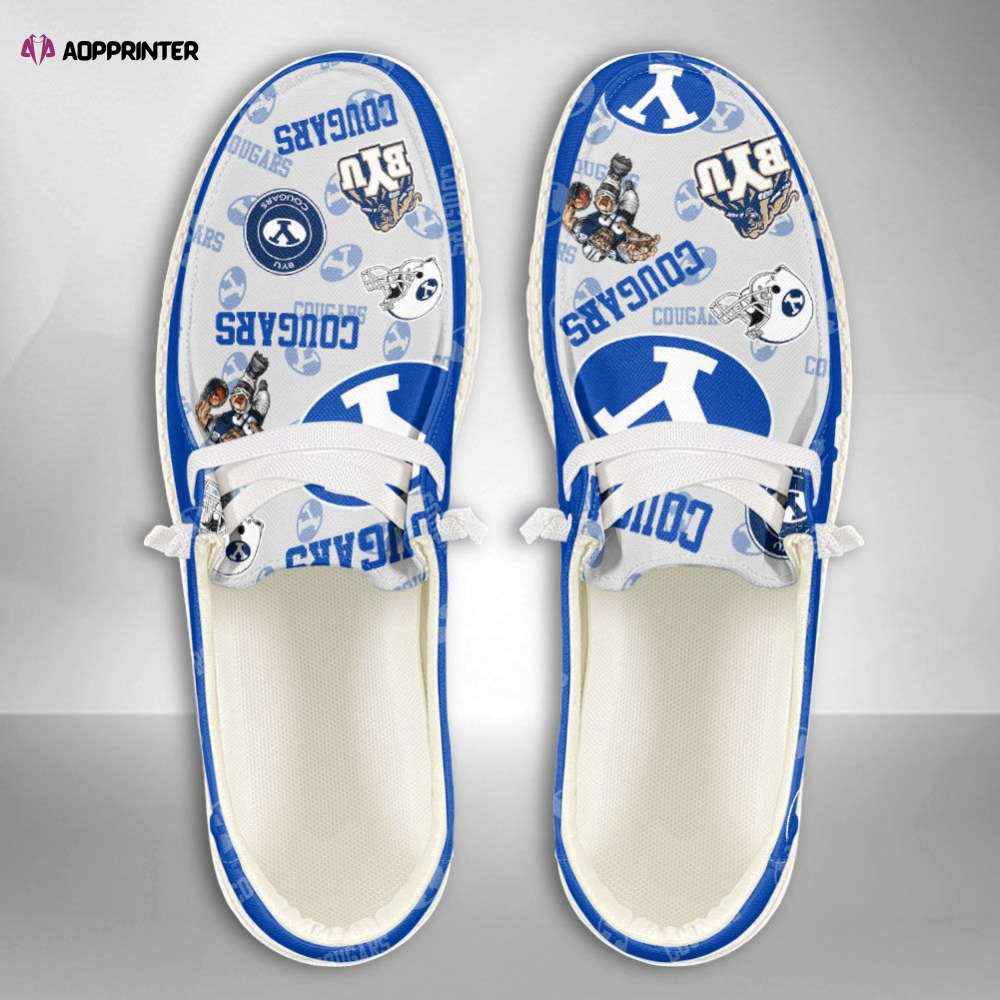 NCAA BYU Cougars Hey Dude Shoes Wally Lace Up Loafers Moccasin Slippers Fan Gifts