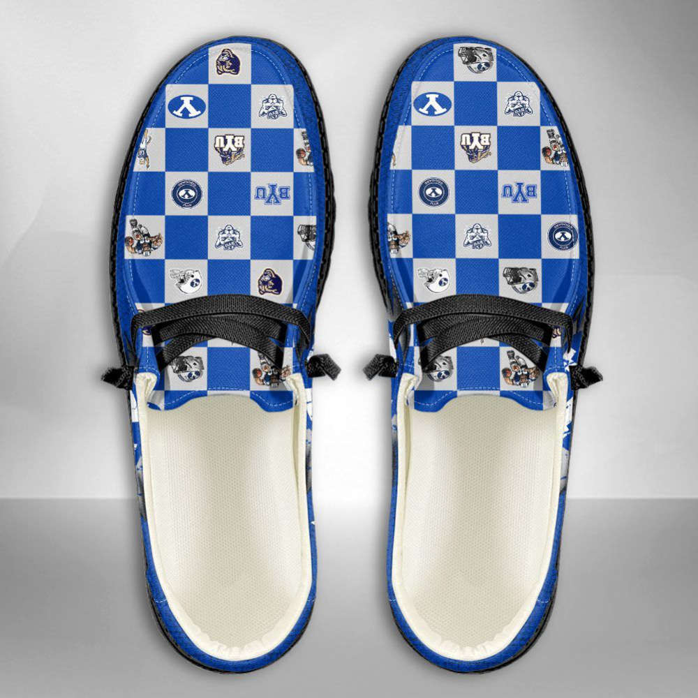 NCAA BYU Cougars Hey Dude Shoes Wally Lace Up Loafers Moccasin Slippers HDS0156