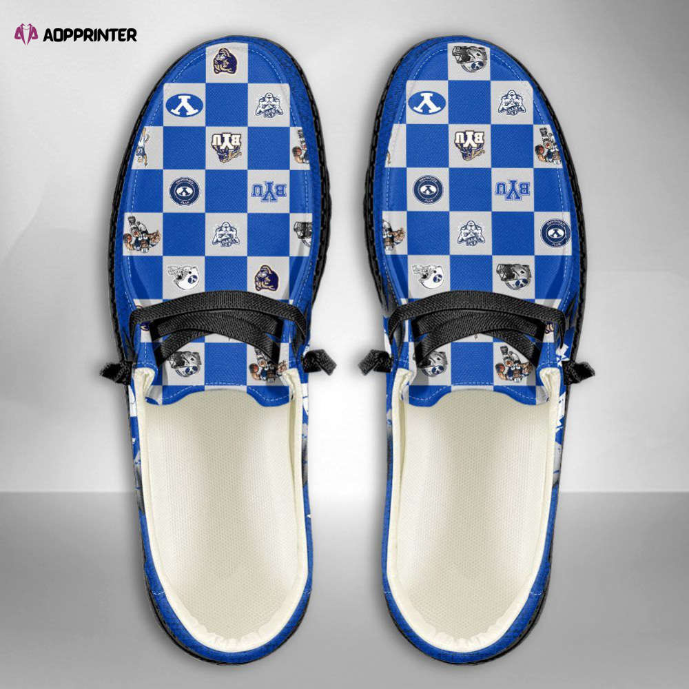 NCAA BYU Cougars Hey Dude Shoes Wally Lace Up Loafers Moccasin Slippers HDS0156