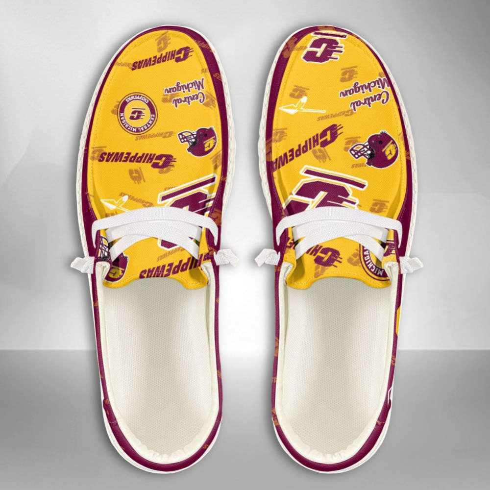 NCAA Central Michigan Chippewas Hey Dude Shoes Wally Lace Up Loafers Moccasin Slippers