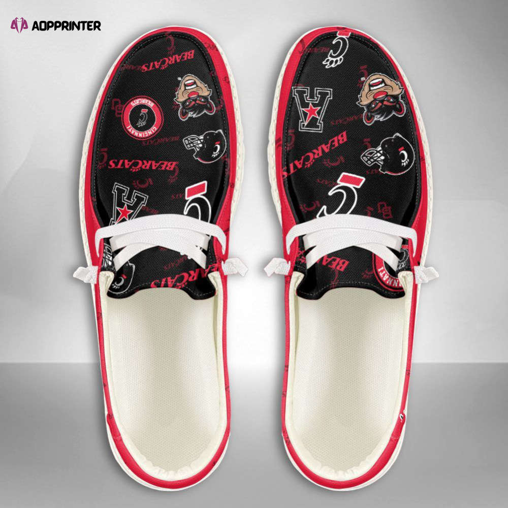 NCAA Cincinnati Bearcats Hey Dude Shoes Wally Lace Up Loafers Moccasin Slippers HDS0200