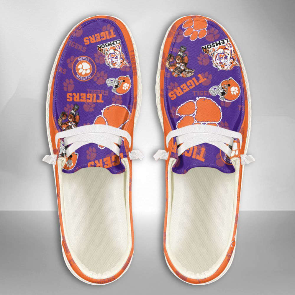 NCAA Clemson Tigers Hey Dude Shoes Wally Lace Up Loafers Moccasin Slippers Fan Gifts