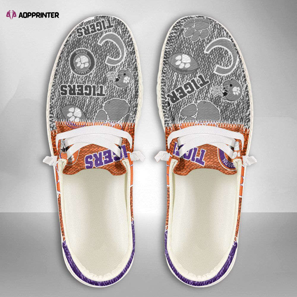 NCAA Clemson Tigers Hey Dude Shoes Wally Lace Up Loafers Moccasin Slippers HDS0220