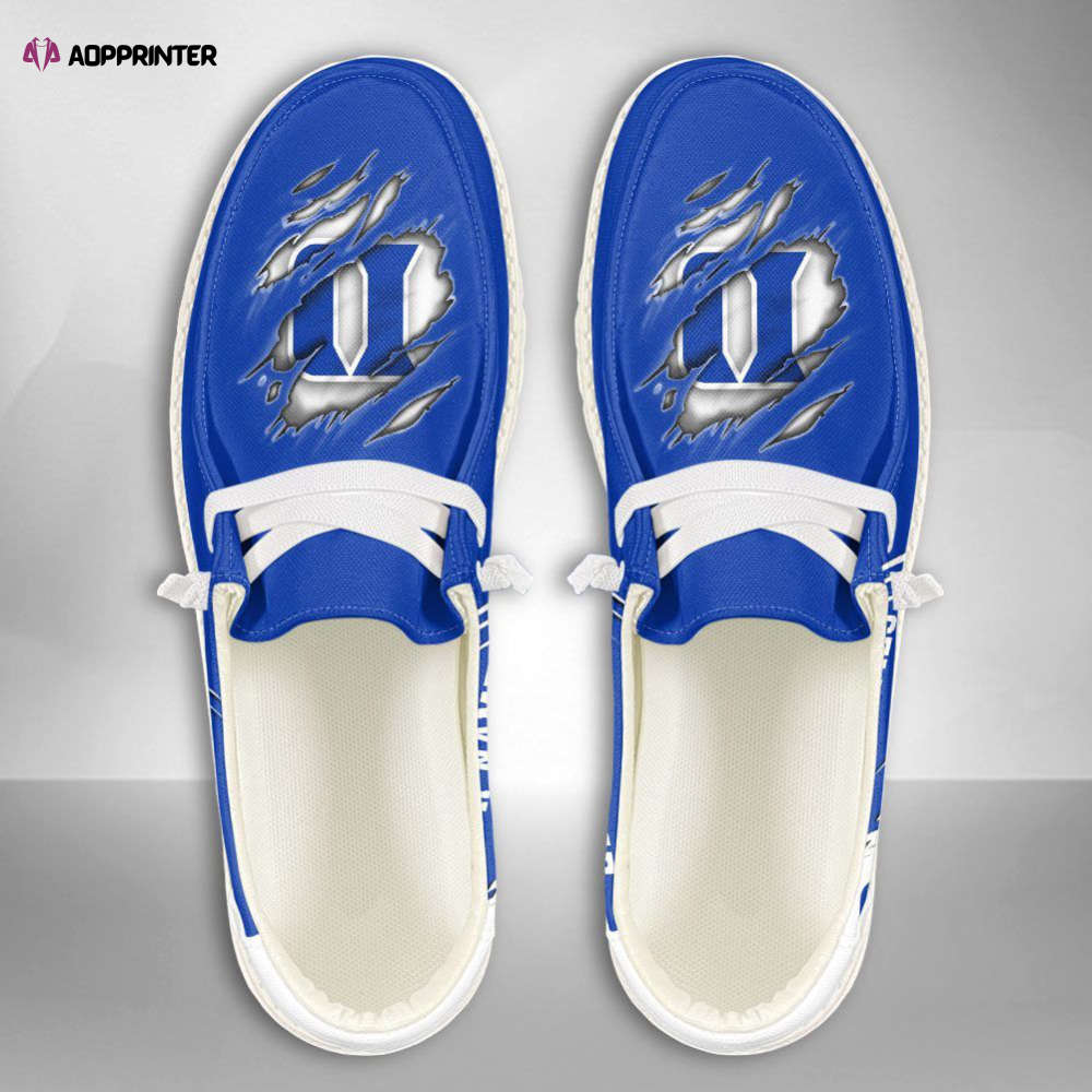 NCAA Duke Blue Devils Hey Dude Shoes Wally Lace Up Loafers Moccasin Slippers Fan Gifts