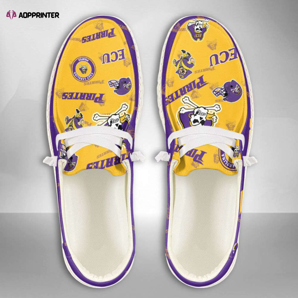 NCAA East Carolina Pirates Hey Dude Shoes Wally Lace Up Loafers Moccasin Slippers HDS0299