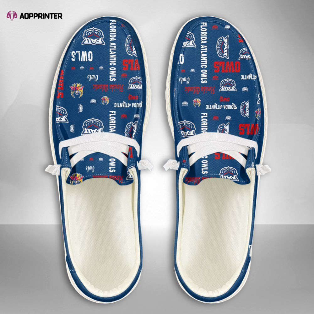 NCAA Florida Atlantic Owls Hey Dude Shoes Wally Lace Up Loafers Moccasin Slippers