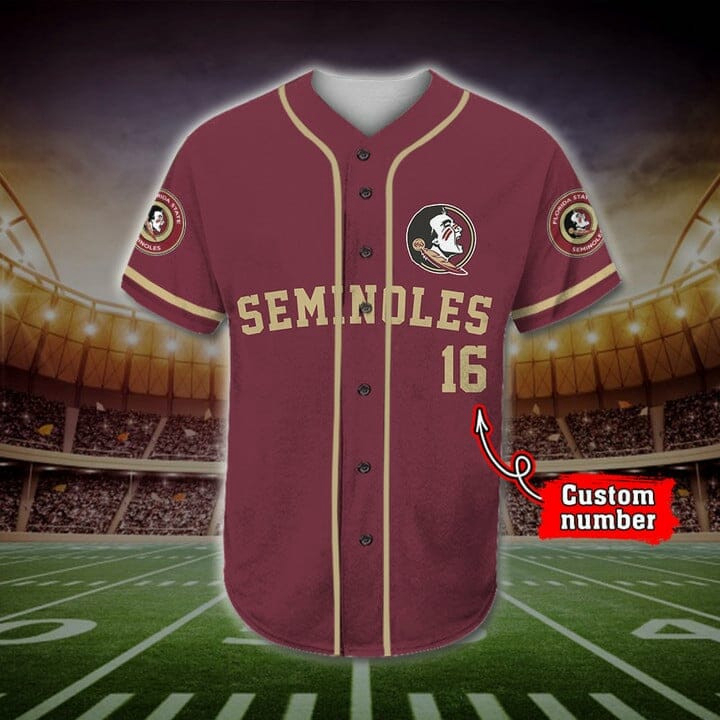 NCAA Florida State Seminoles Custom Name Number Mascot Baseball Jersey Unisex Shirt