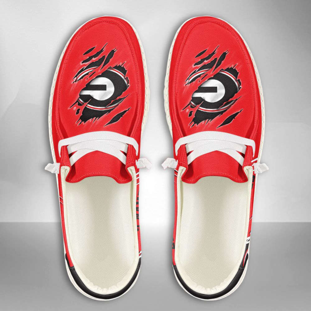 NCAA Georgia Bulldogs Hey Dude Shoes Wally Lace Up Loafers Moccasin Slippers