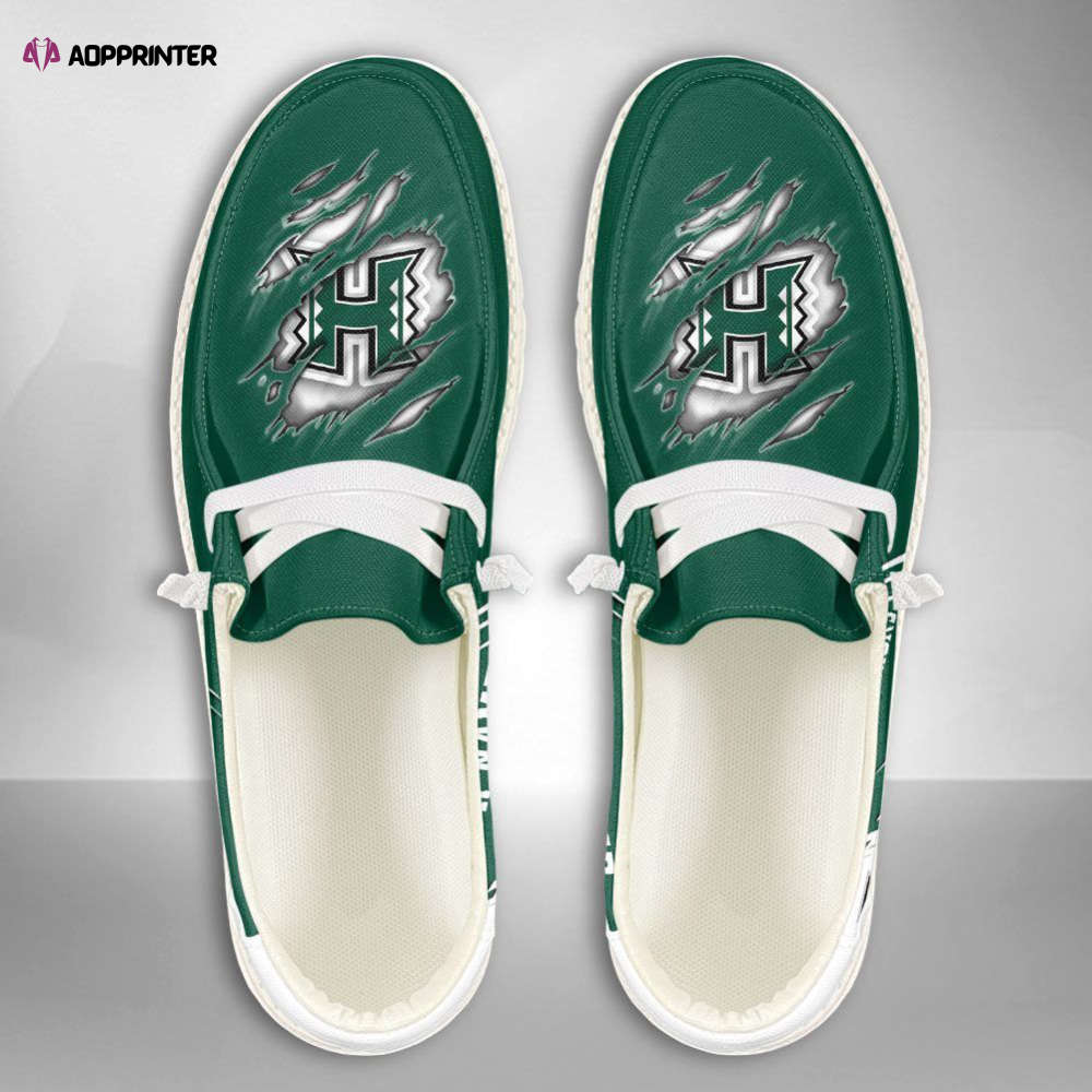 NCAA Hawaii Rainbow Warriors Hey Dude Shoes Wally Lace Up Loafers Moccasin Slippers