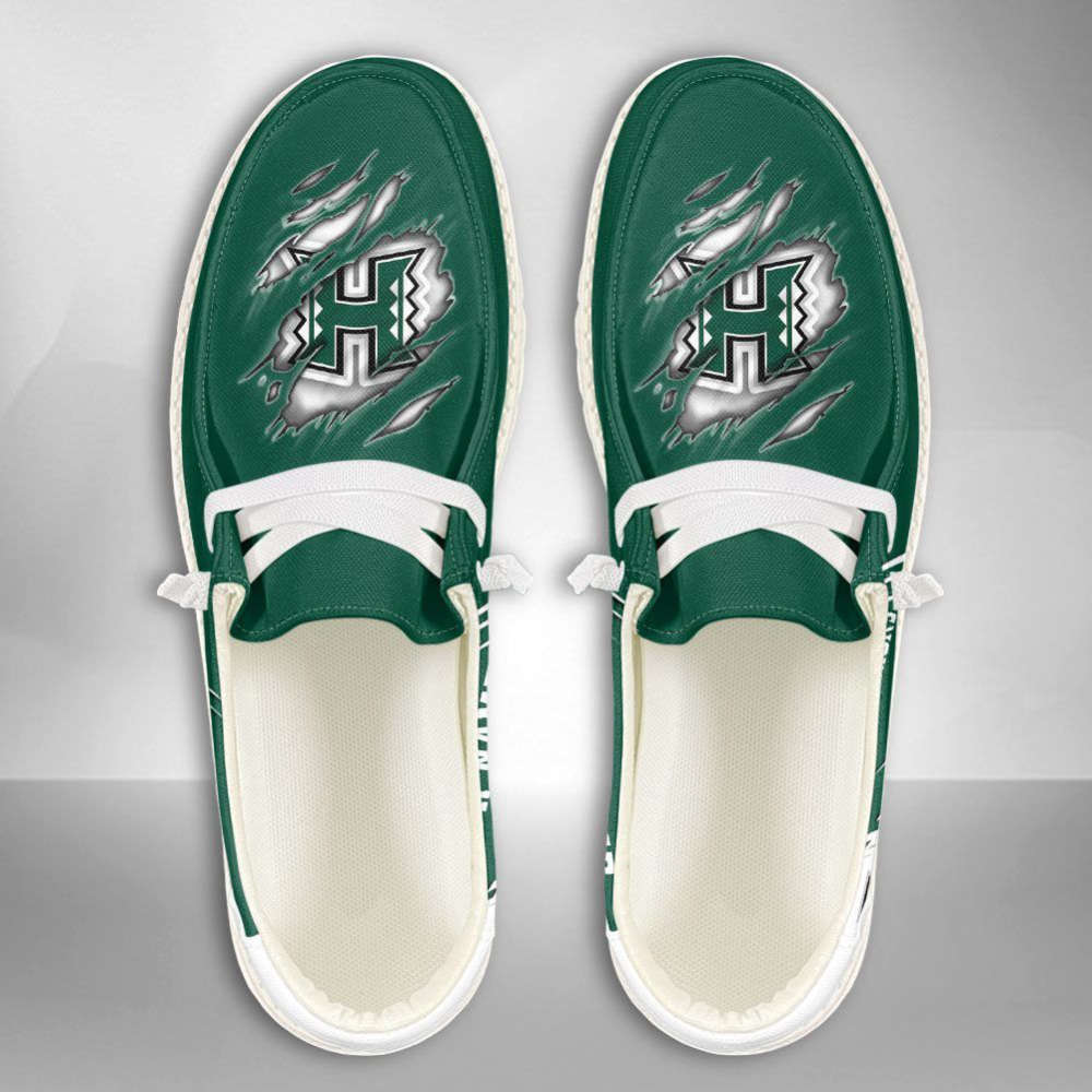 NCAA Hawaii Rainbow Warriors Hey Dude Shoes Wally Lace Up Loafers Moccasin Slippers