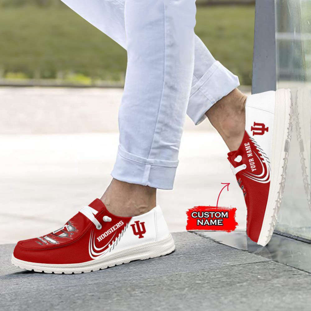 NCAA Indiana Hoosiers Hey Dude Shoes Wally Lace Up Loafers Moccasin Slippers Fan Gifts