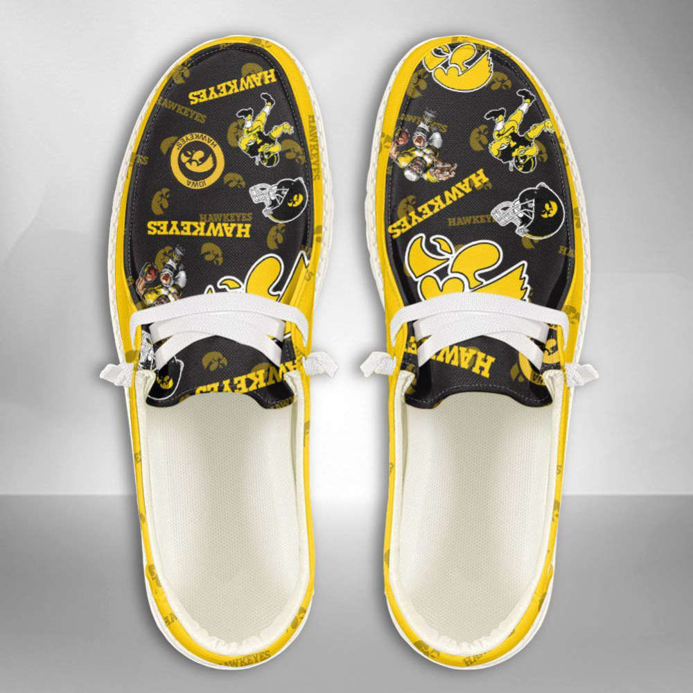 NCAA Iowa Hawkeyes Hey Dude Shoes Wally Lace Up Loafers Moccasin Slippers HDS0470