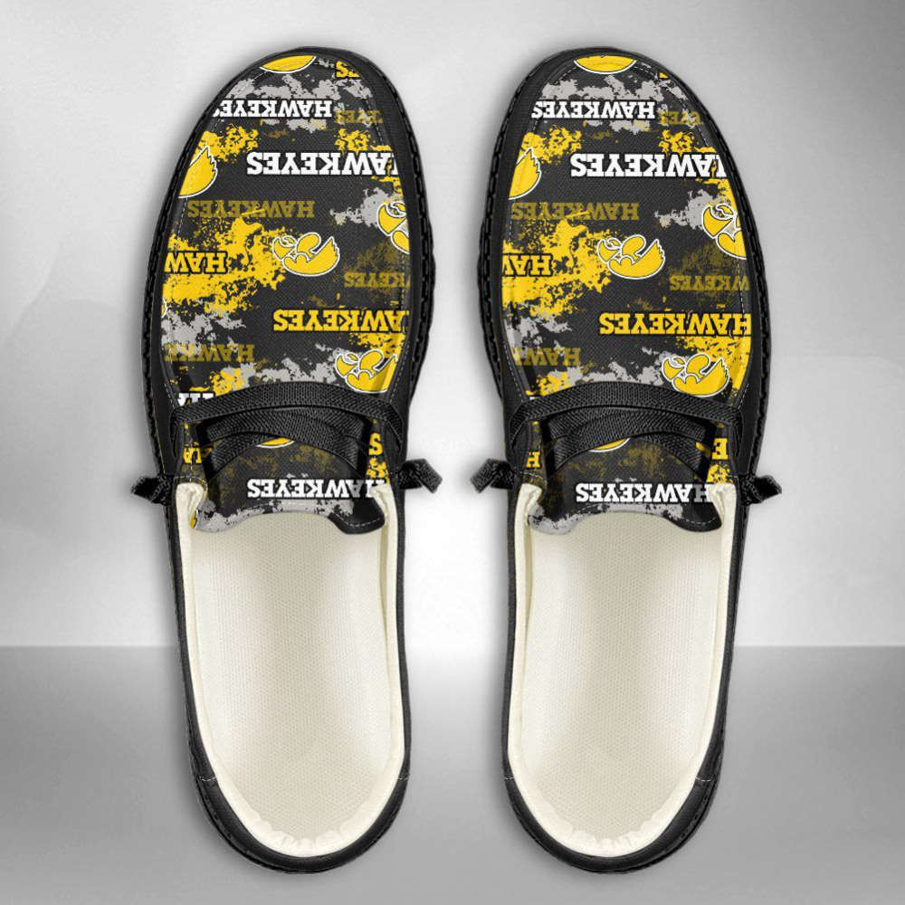 NCAA Iowa Hawkeyes Hey Dude Shoes Wally Lace Up Loafers Moccasin Slippers Fan Gifts