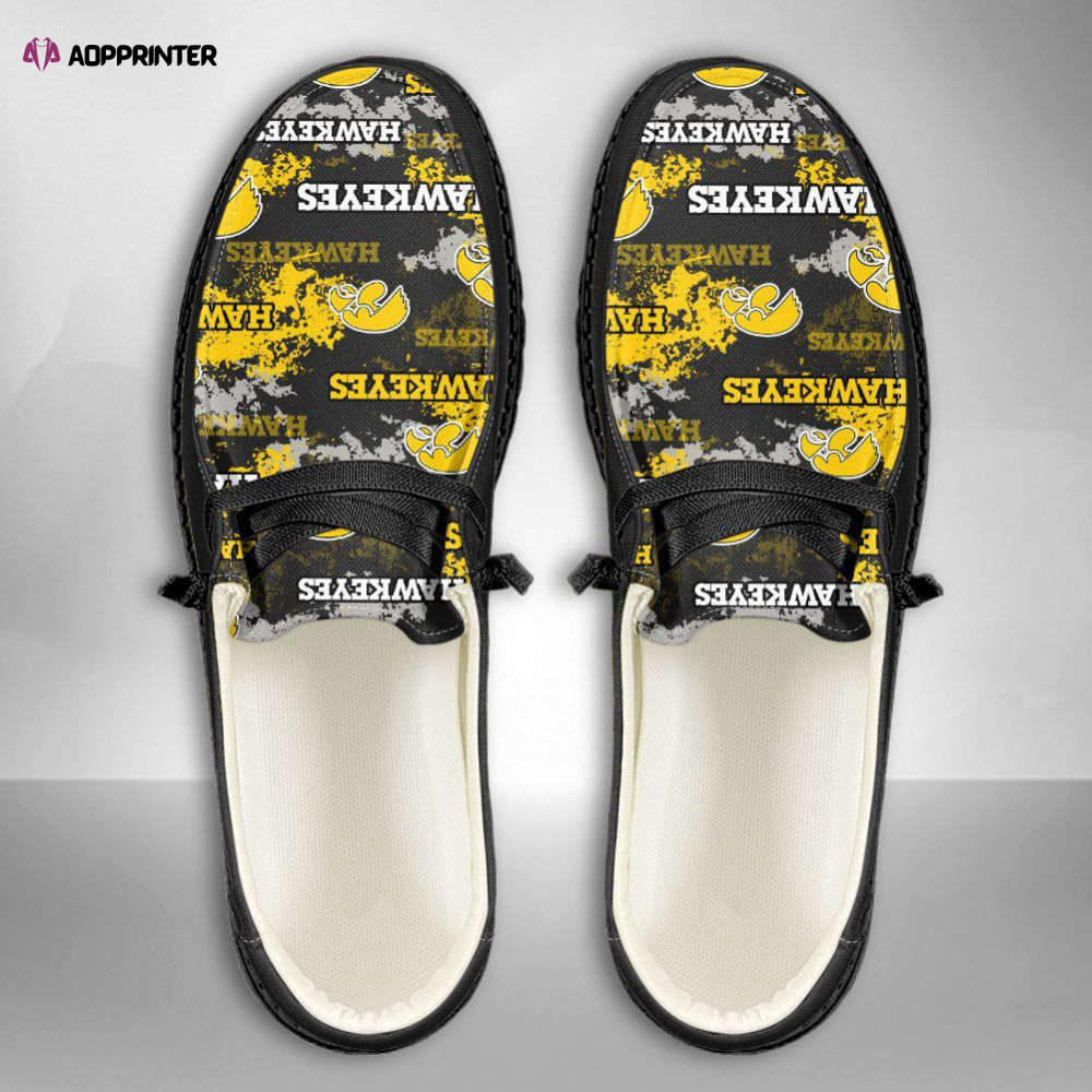 NCAA Iowa Hawkeyes Hey Dude Shoes Wally Lace Up Loafers Moccasin Slippers Fan Gifts