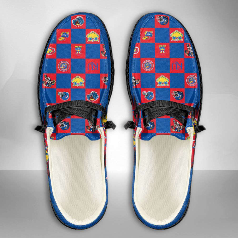 NCAA Kansas Jayhawks Hey Dude Shoes Wally Lace Up Loafers Moccasin Slippers Fan Gifts