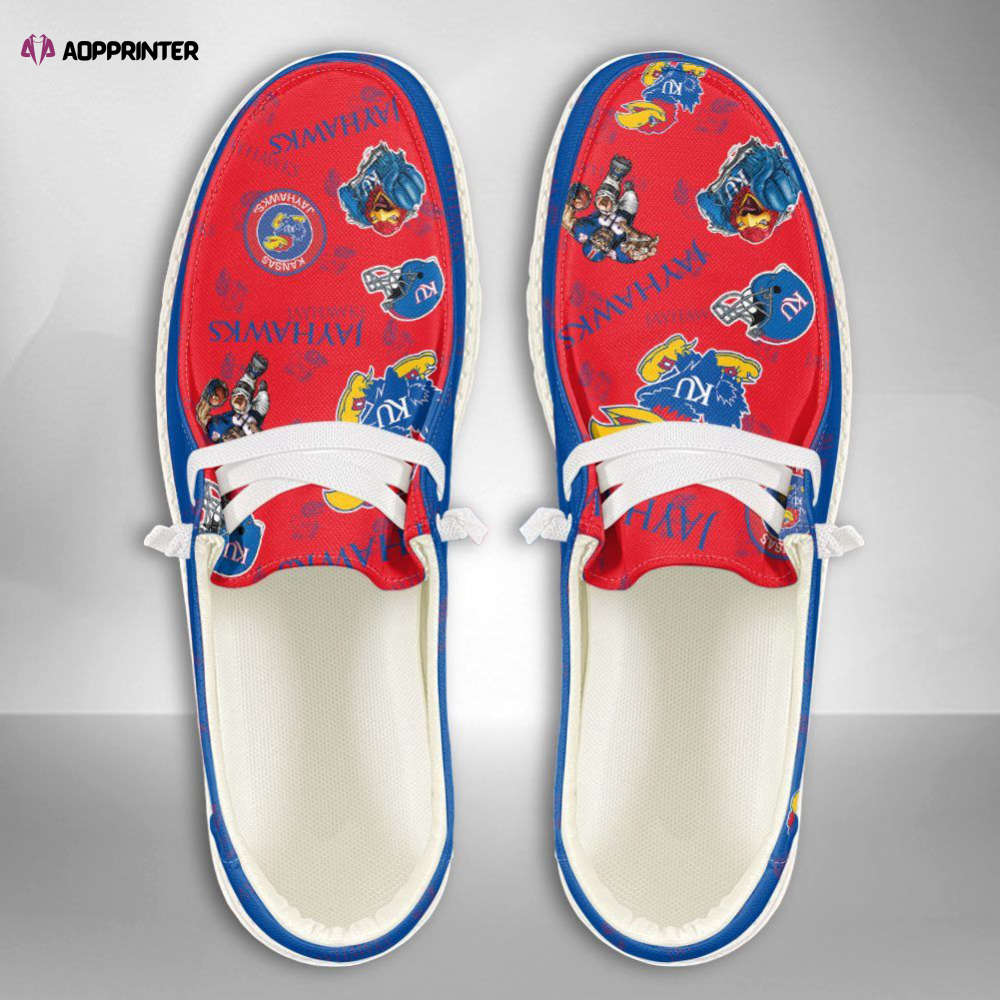 NCAA Kansas Jayhawks Hey Dude Shoes Wally Lace Up Loafers Moccasin Slippers Fan Gifts