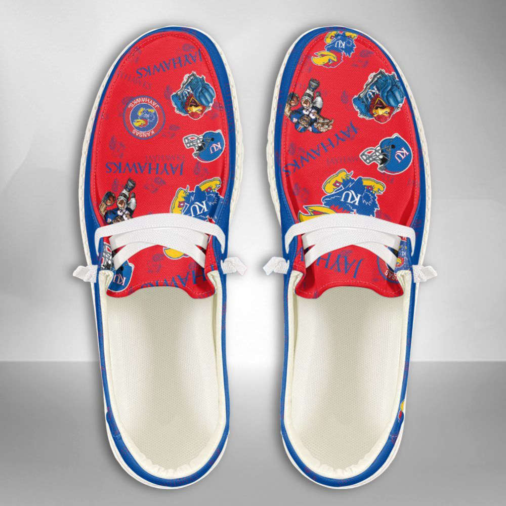 NCAA Kansas Jayhawks Hey Dude Shoes Wally Lace Up Loafers Moccasin Slippers Fan Gifts