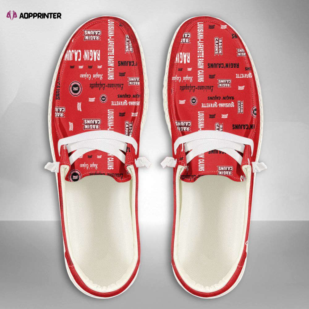 NCAA Louisiana Lafayette Ragin’ Cajuns Hey Dude Shoes Wally Lace Up Loafers Moccasin Slippers HDS0566