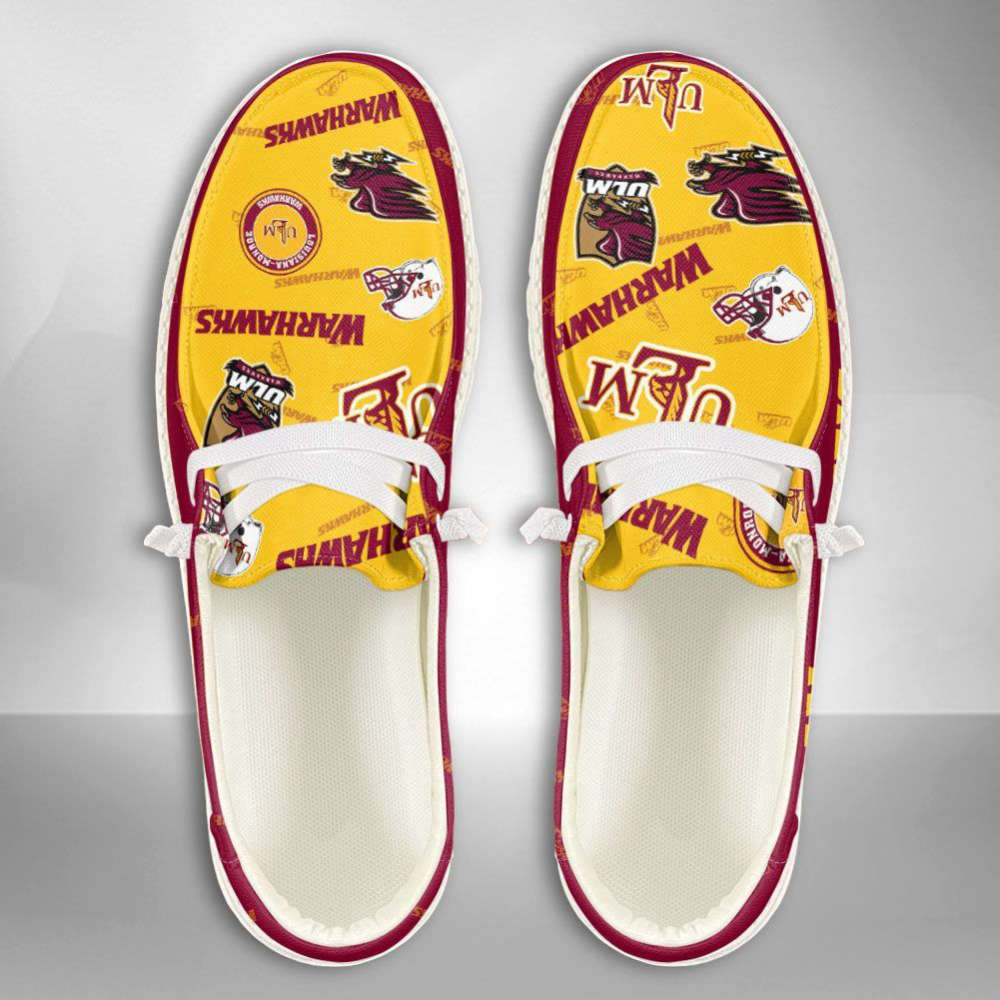 NCAA Louisiana Monroe Warhawks Hey Dude Shoes Wally Lace Up Loafers Moccasin Slippers Fan Gifts