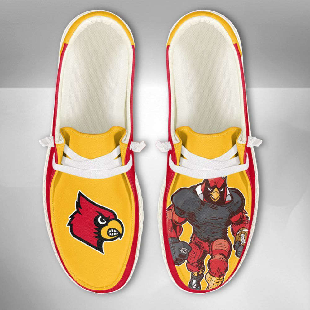 NCAA Louisville Cardinals Hey Dude Shoes Wally Lace Up Loafers Moccasin Slippers HDS0583