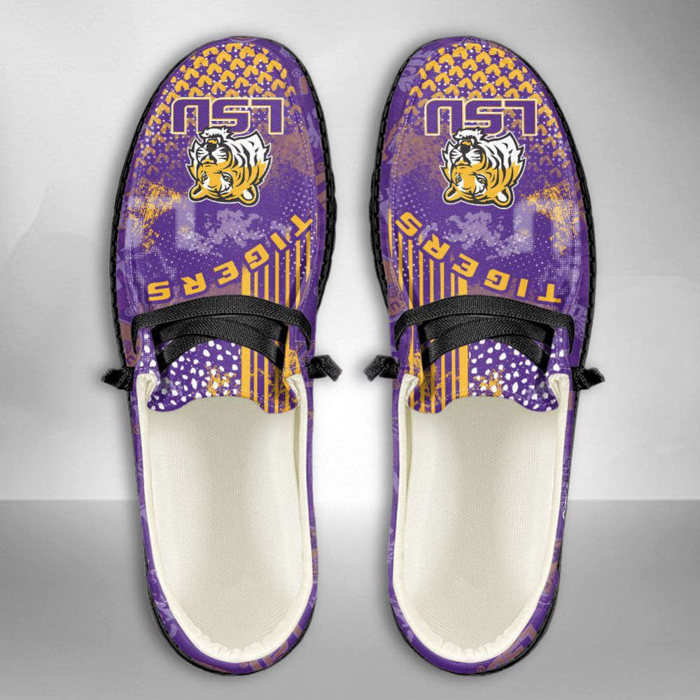 NCAA LSU Tigers Hey Dude Shoes Wally Lace Up Loafers Moccasin Slippers Gift for Fans