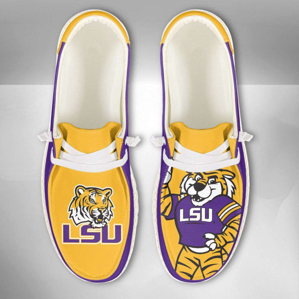 NCAA LSU Tigers Hey Dude Shoes Wally Lace Up Loafers Moccasin Slippers HDS0596