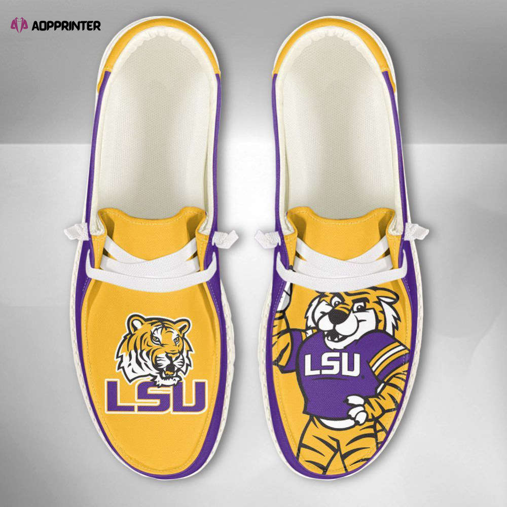 NCAA LSU Tigers Hey Dude Shoes Wally Lace Up Loafers Moccasin Slippers HDS0596