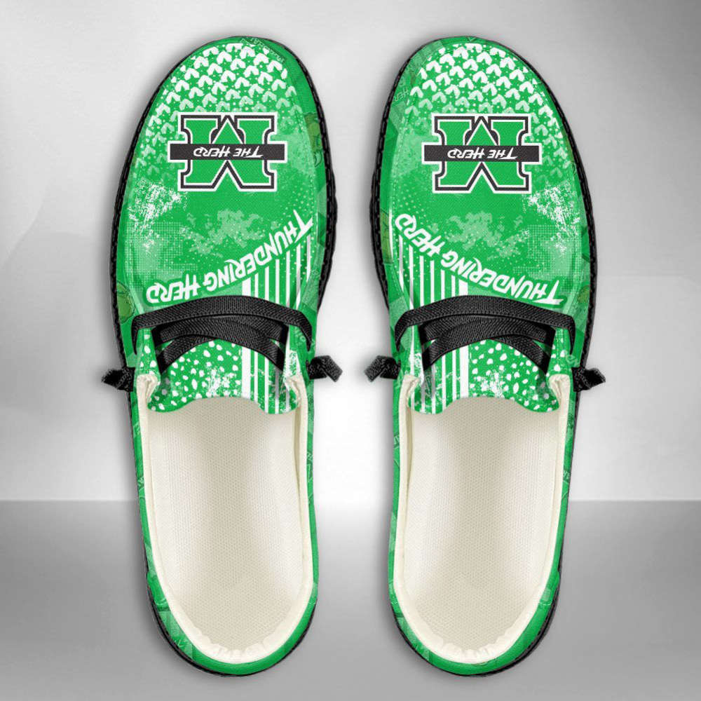 NCAA Marshall Thundering Herd Hey Dude Shoes Wally Lace Up Loafers Moccasin Slippers HDS0611