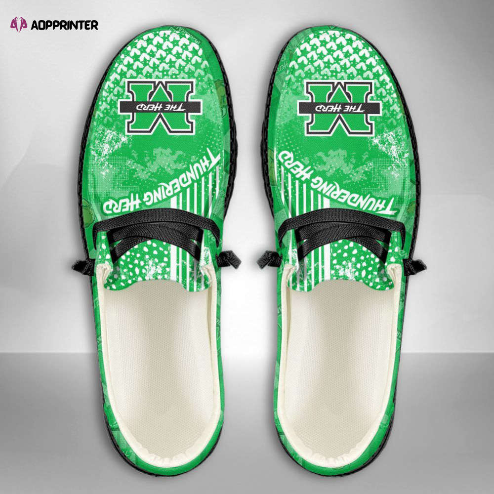 NCAA Marshall Thundering Herd Hey Dude Shoes Wally Lace Up Loafers Moccasin Slippers HDS0611