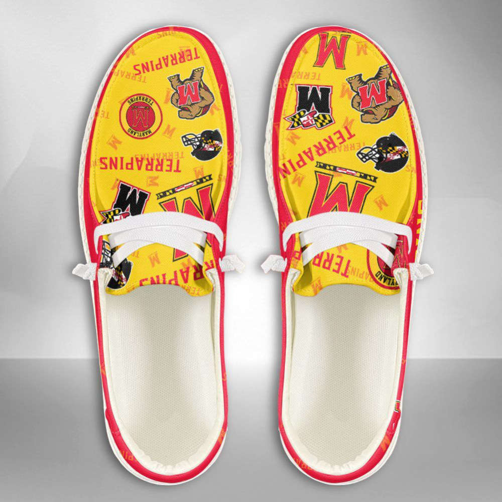 NCAA Maryland Terrapins Hey Dude Shoes Wally Lace Up Loafers Moccasin Slippers Fan Gifts