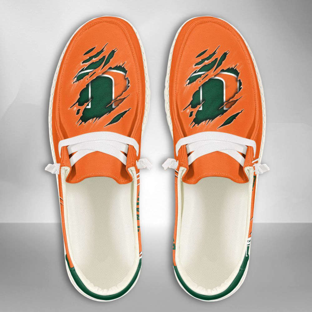 NCAA Miami Hurricanes Hey Dude Shoes Wally Lace Up Loafers Moccasin Slippers