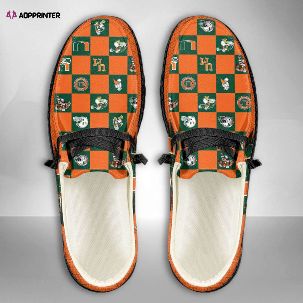 NCAA Miami Hurricanes Hey Dude Shoes Wally Lace Up Loafers Moccasin Slippers Fan Gifts