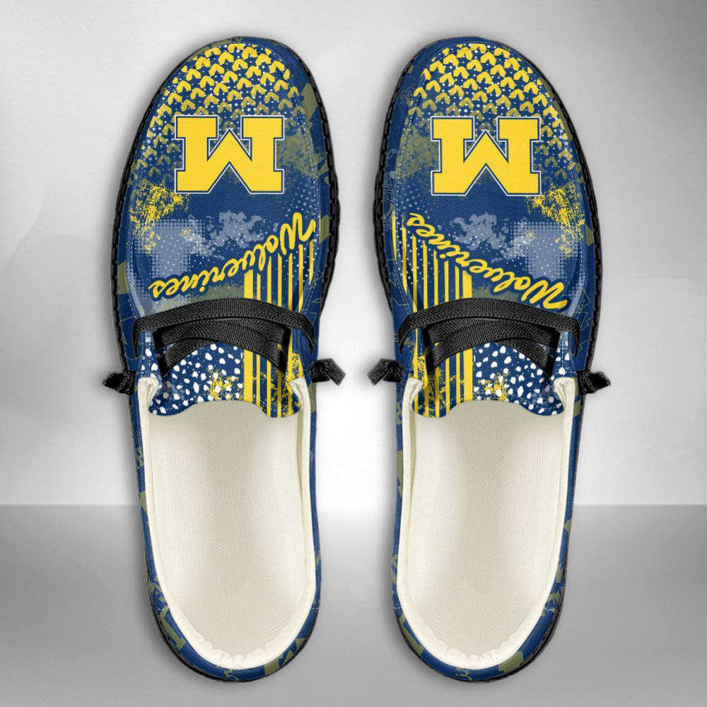 NCAA Michigan Wolverines Hey Dude Shoes Wally Lace Up Loafers Moccasin Slippers Fan Gifts