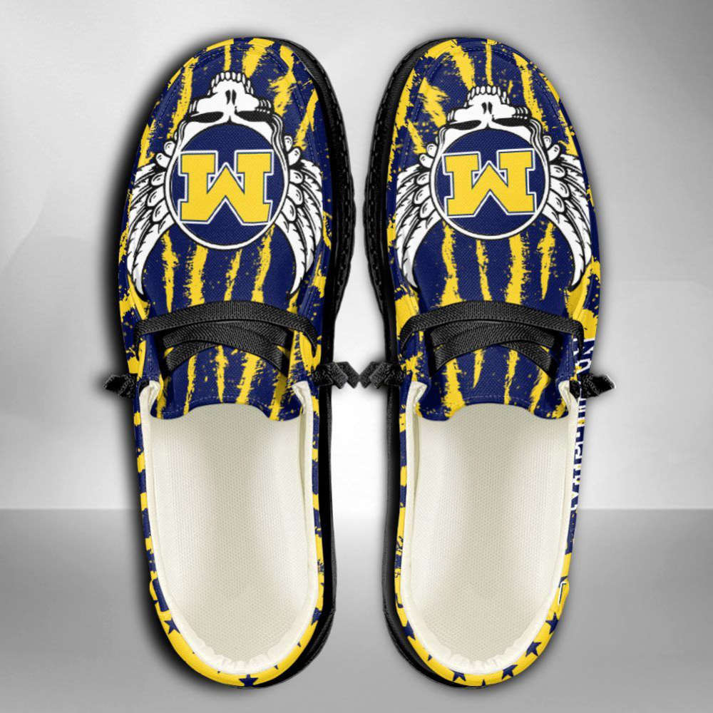 NCAA Michigan Wolverines Hey Dude Shoes Wally Lace Up Loafers Moccasin Slippers Fan Gifts