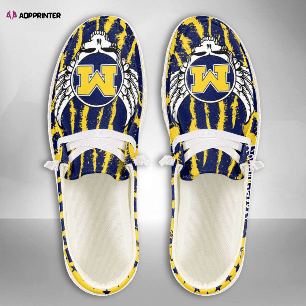 NCAA Michigan Wolverines Hey Dude Shoes Wally Lace Up Loafers Moccasin Slippers Fan Gifts