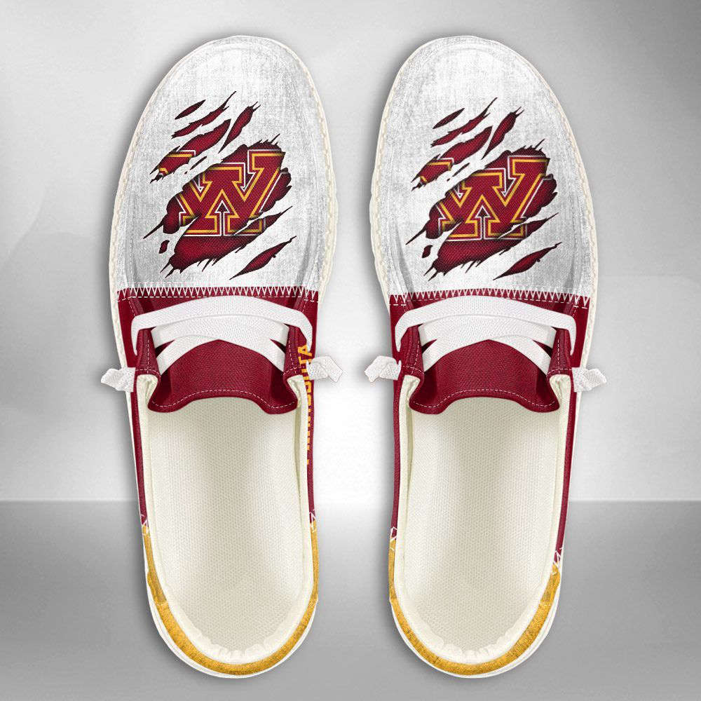 NCAA Minnesota Golden Gophers Hey Dude Shoes Wally Lace Up Loafers Moccasin Slippers Fan Gifts