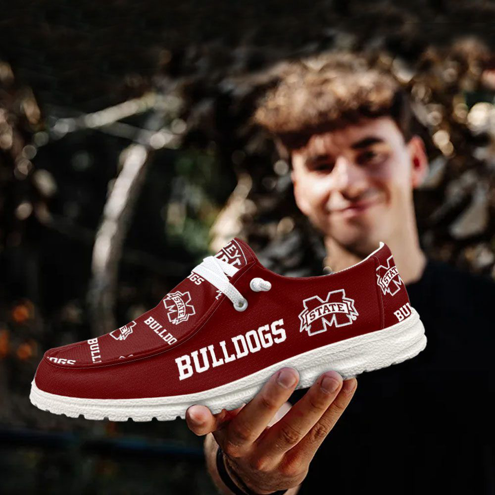 NCAA Mississippi State Bulldogs Hey Dude Shoes Wally Lace Up Loafers Moccasin Slippers Fan Gifts