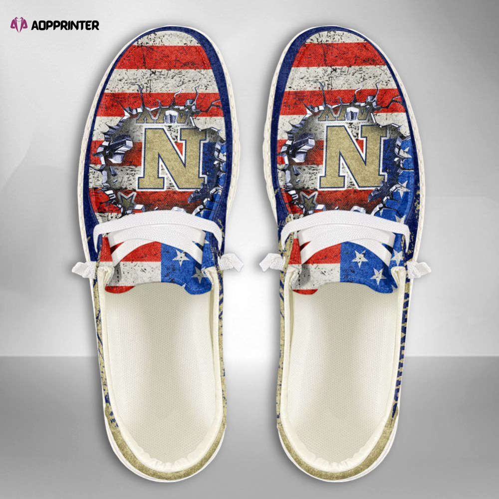 NCAA Navy Midshipmen Hey Dude Shoes Wally Lace Up Loafers Moccasin Slippers