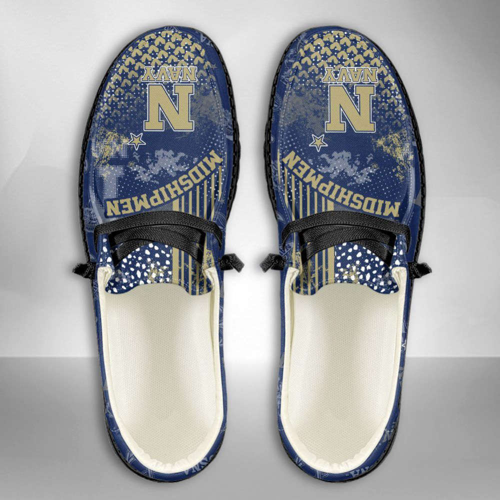 NCAA Navy Midshipmen Hey Dude Shoes Wally Lace Up Loafers Moccasin Slippers HDS0752