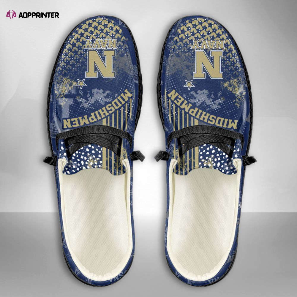 NCAA Navy Midshipmen Hey Dude Shoes Wally Lace Up Loafers Moccasin Slippers HDS0752